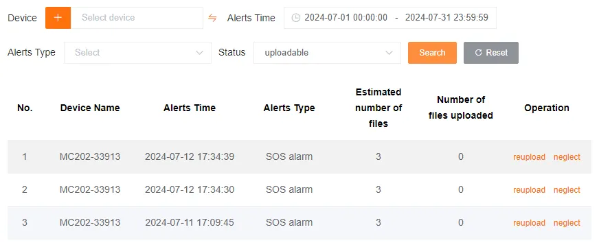 Un-uploaded AI Alert File Records