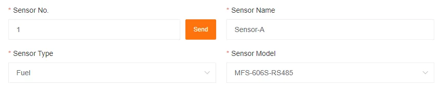 Basic information fields for sensor setup