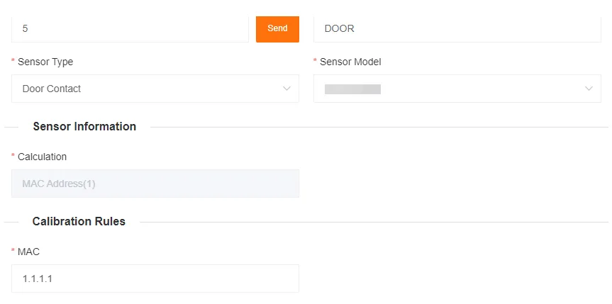 Door sensor configuration panel