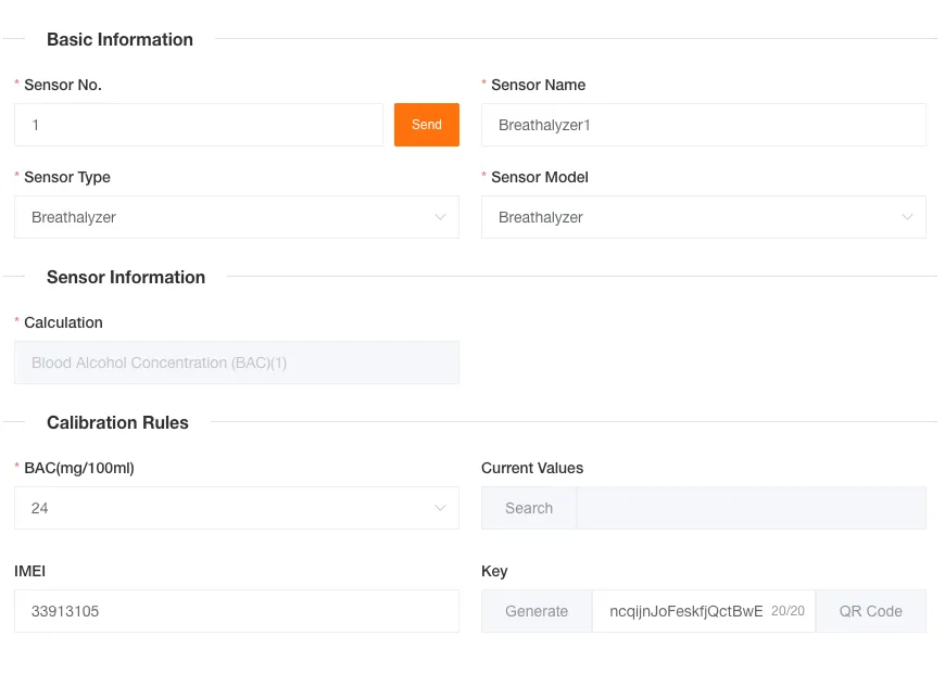 Alcohol tester configuration panel