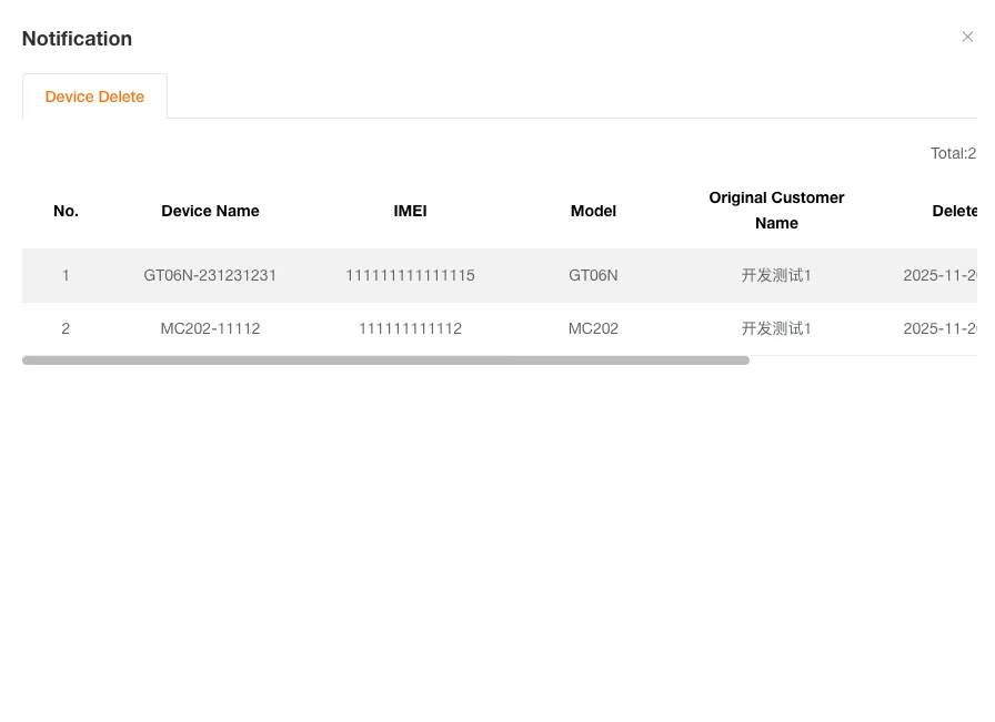 Device Delete Notification