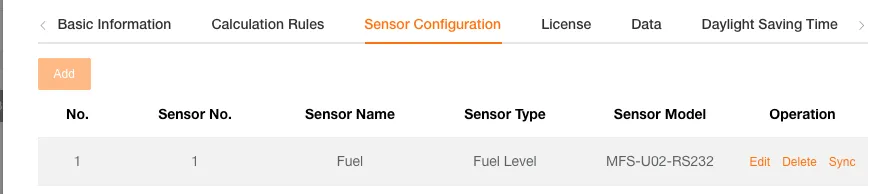 View Sensor List Display