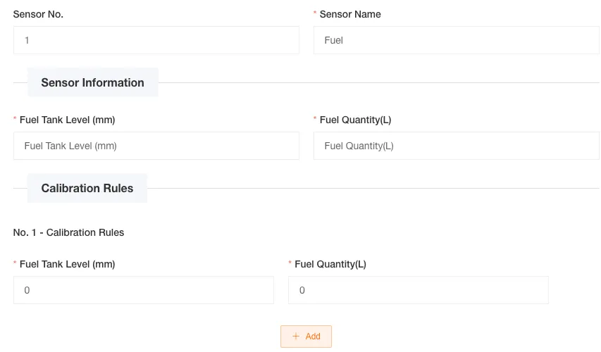 Liquid Level Sensor Configuration Interface