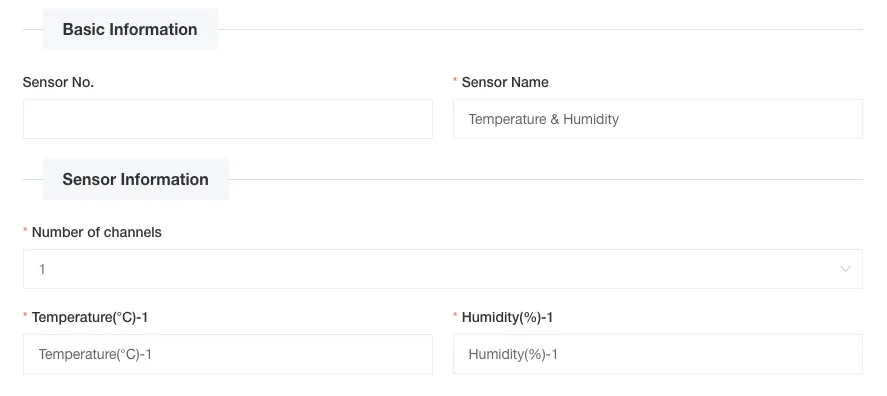 Temperature and Humidity Sensor Configuration Interface