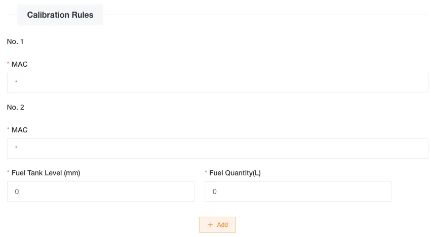 Bluetooth Fuel Calibration Rules Configuration