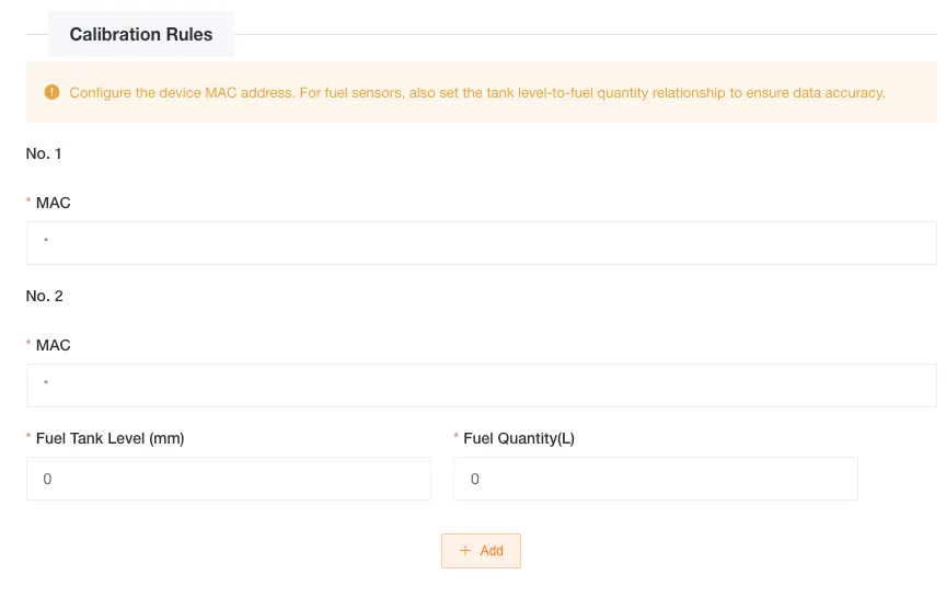 Bluetooth Fuel Calibration Rules Configuration