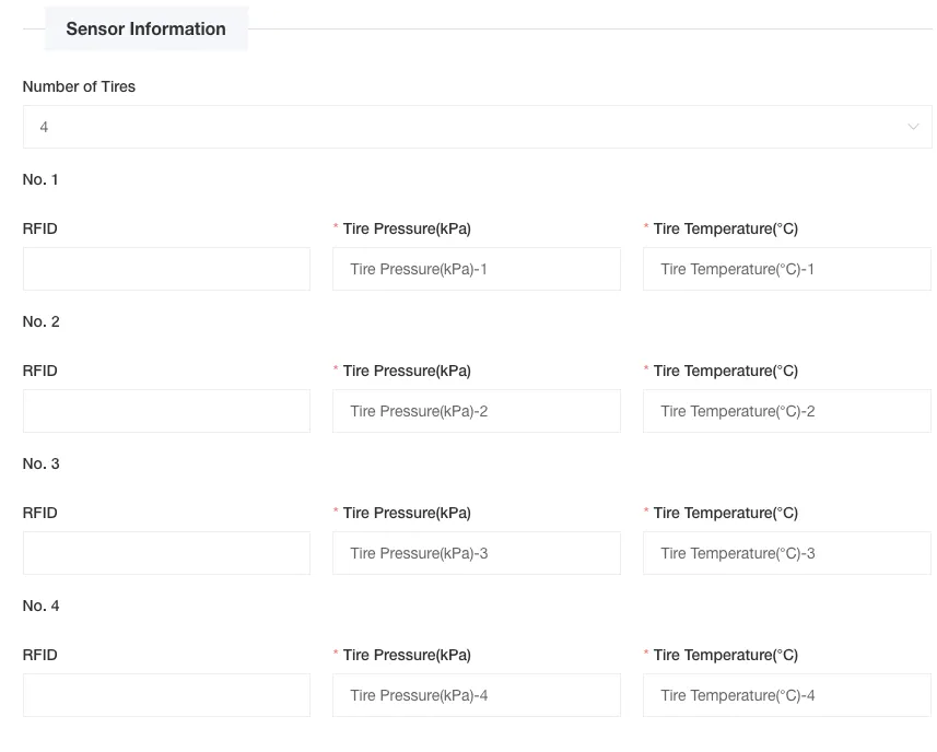 Tire Pressure Sensor Configuration Interface