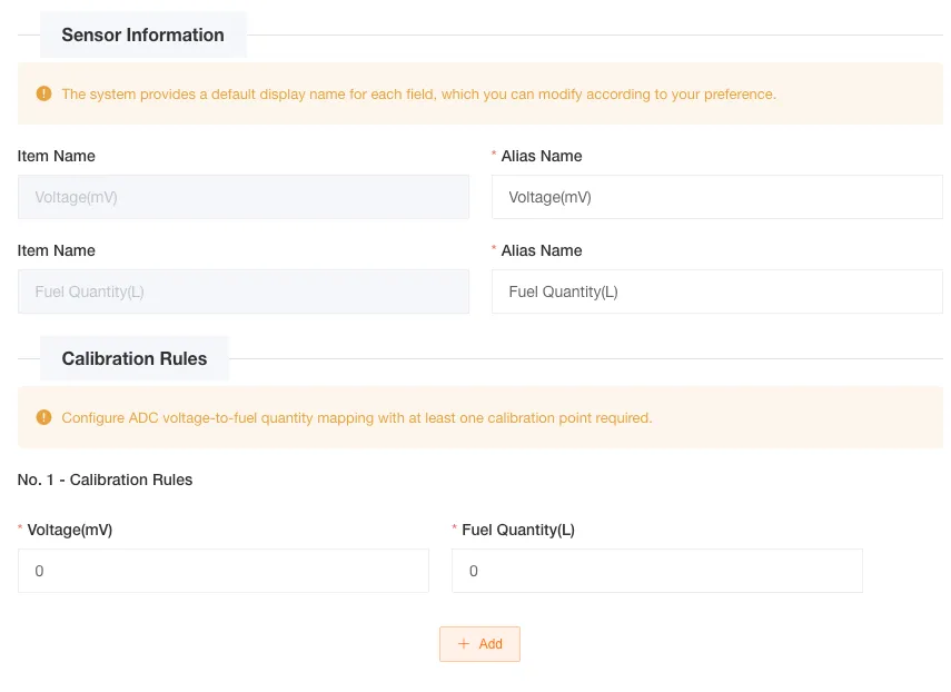 ADC Voltage Sensor Configuration Interface