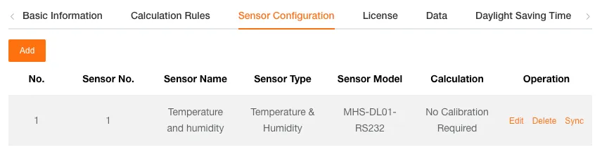 Device sensor configuration