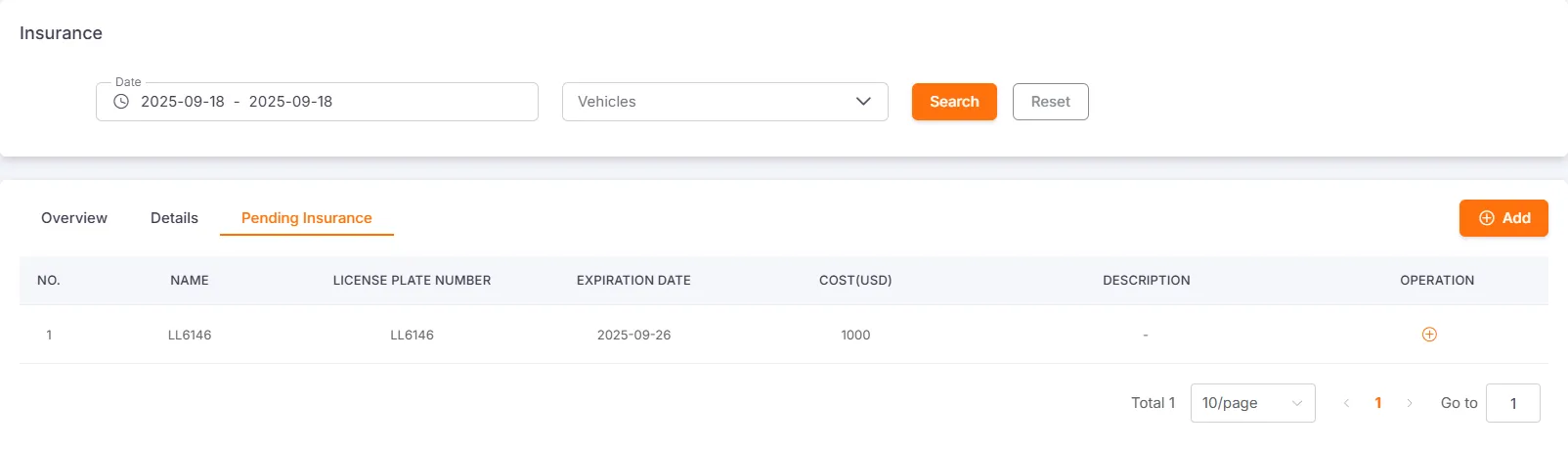 Vehicle Awaiting Insurance Status