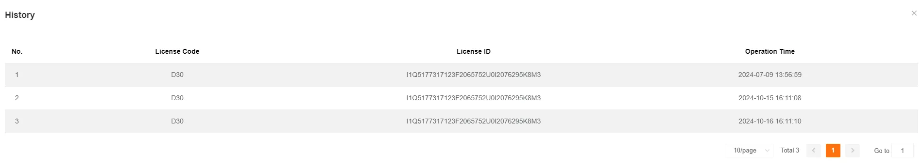 License Deduction Record Interface