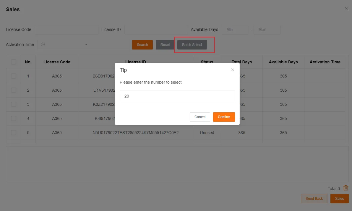 Select Licenses for Sale