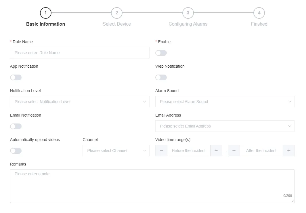 Customized Rule Basic Information and Actions