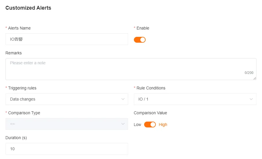 Customized Alert Rule - By Data Change Settings