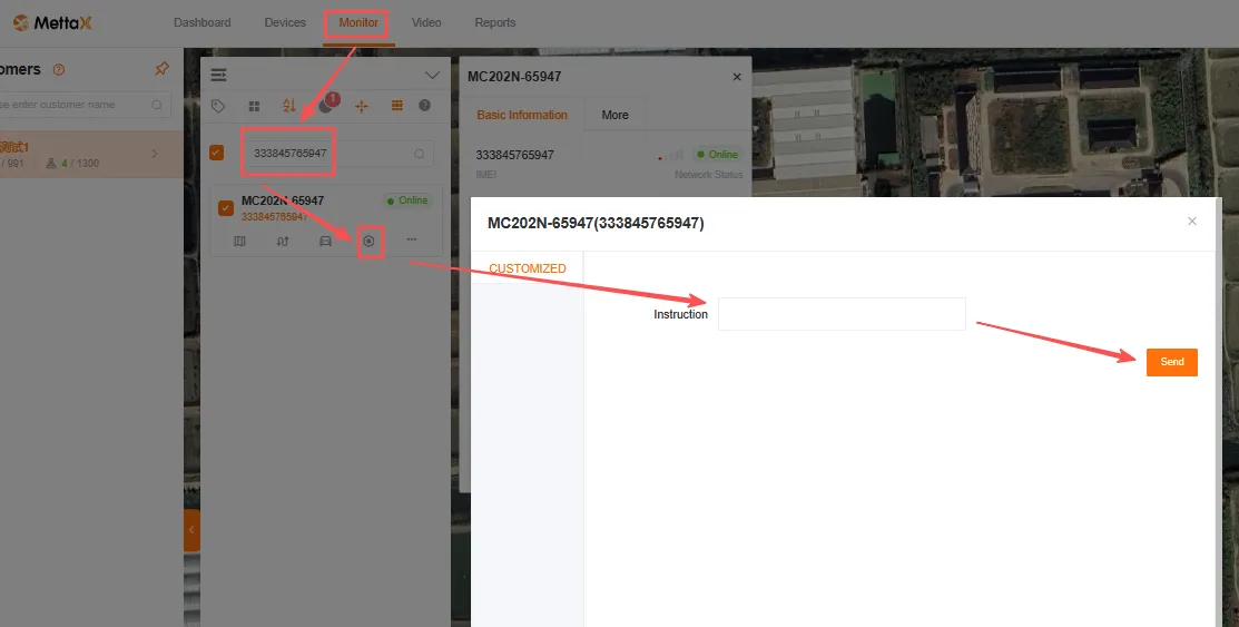 Go to the command sending interface