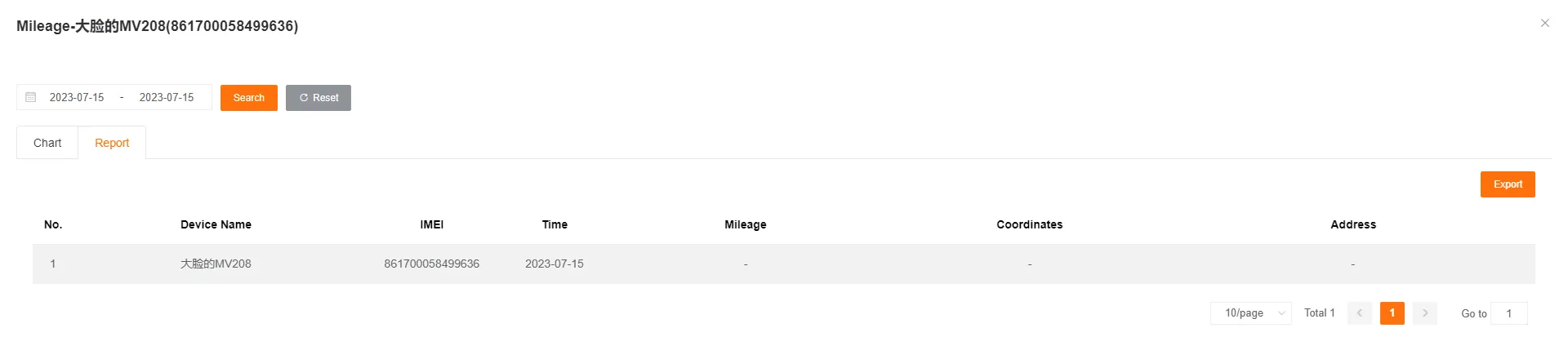 里程统计详细数据报表